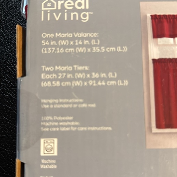 Great Living Red Tier and Valance Curtain Set - Picture 3 of 4